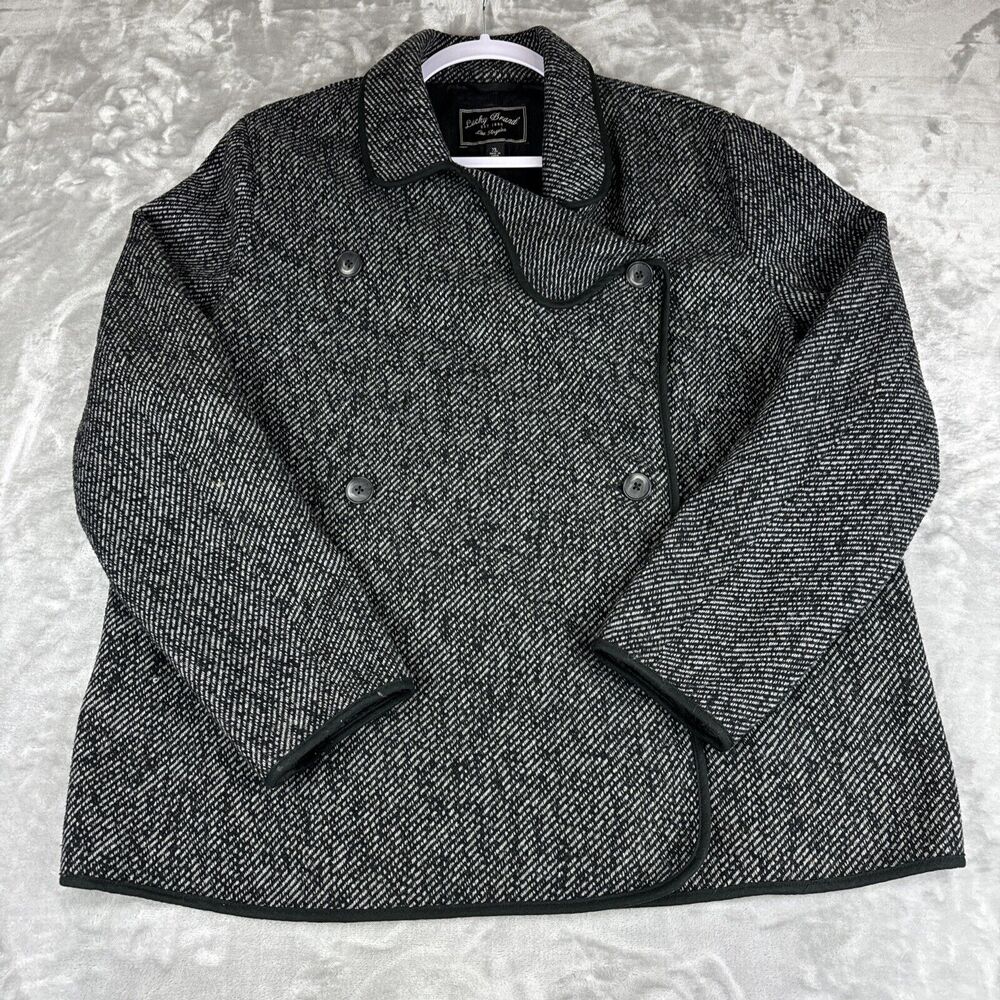 Lucky Brand Tweed Blazer Women's XL Black and White Unlined Wool Blend (0910)